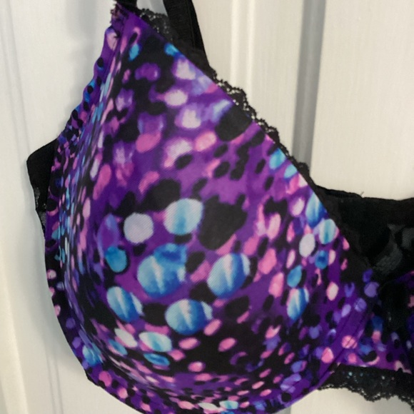SMART & SEXY: purple blue black polkadot lightly padded bra 42DD - Picture 3 of 6